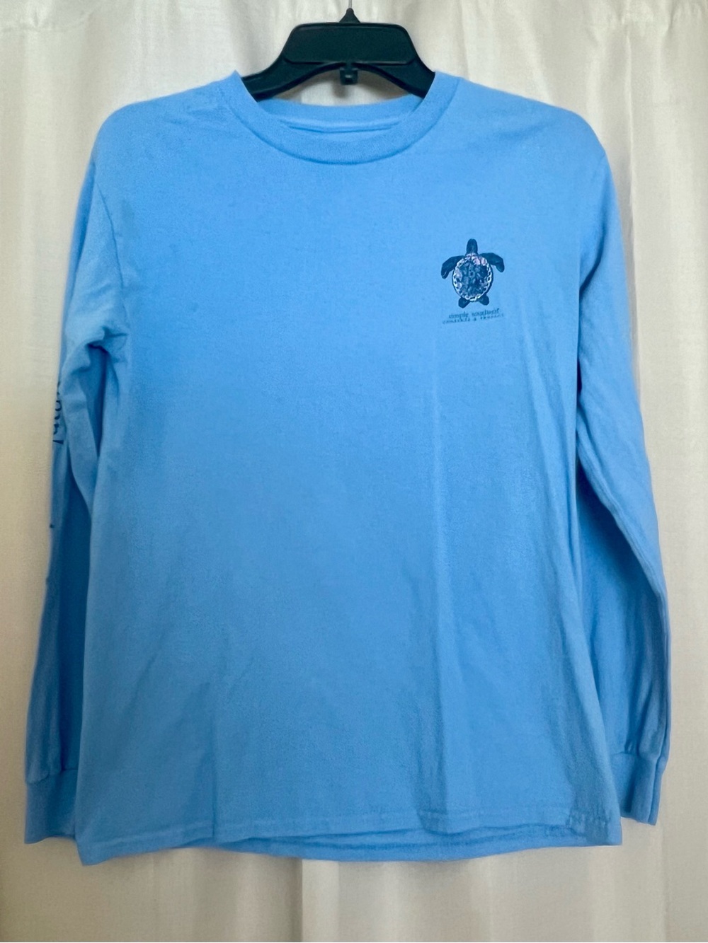 Simply Southern Women’s Small Blue Sea Turtle Long Sleeve Graphic T-Shirt